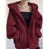 Fleece thickened sweater women, loose lazy wind hooded cardigan jacket in autumn and winter