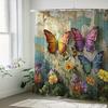 Waterproof 12 Hooks Machine Washable Colorful Butterfly Pattern One Piece Shower Curtain Suitable for Room Home Hotel Bathroom