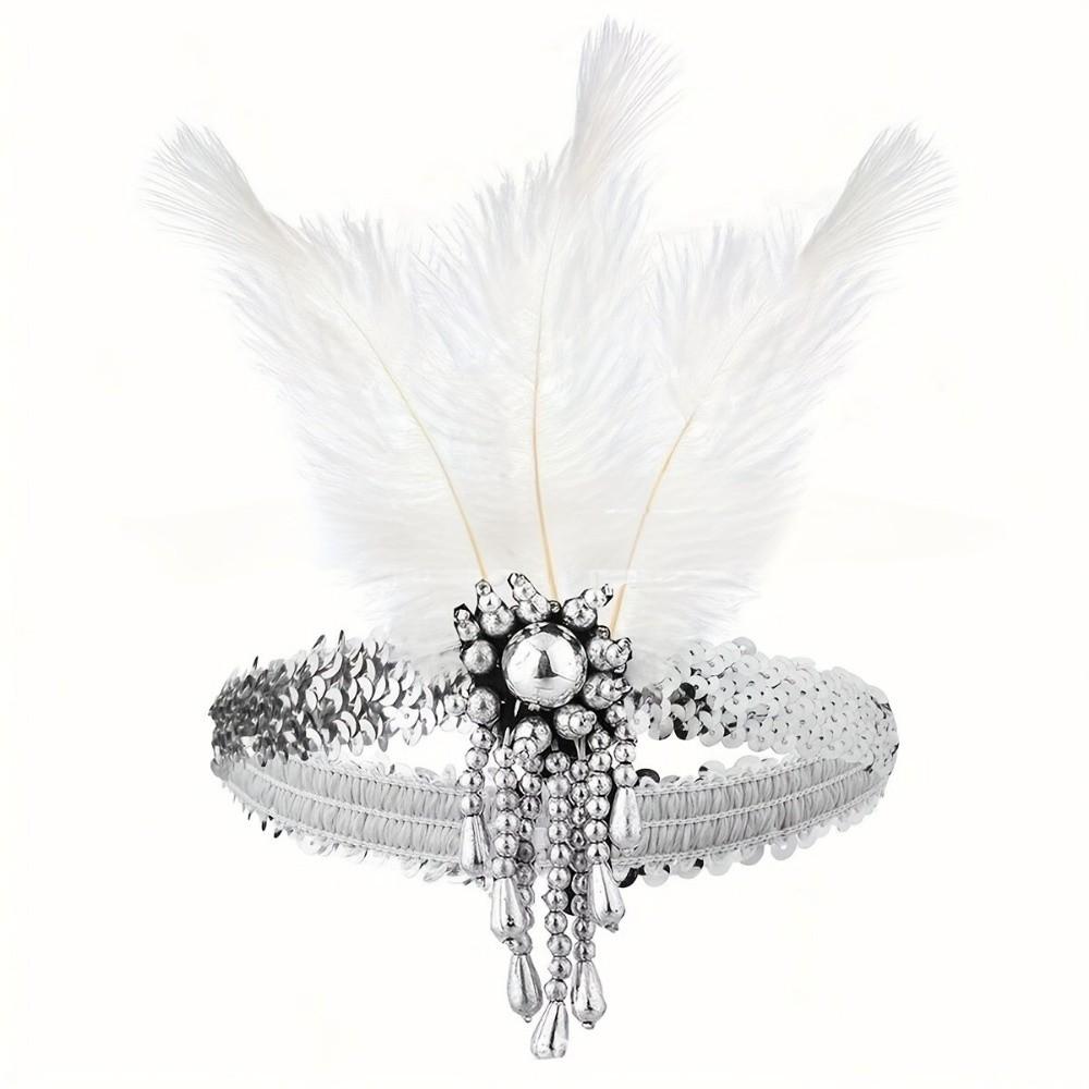 Sequin Women's Feather Headband 1920s Bridal Headdress Girls Hair Hoop Hair Accessories