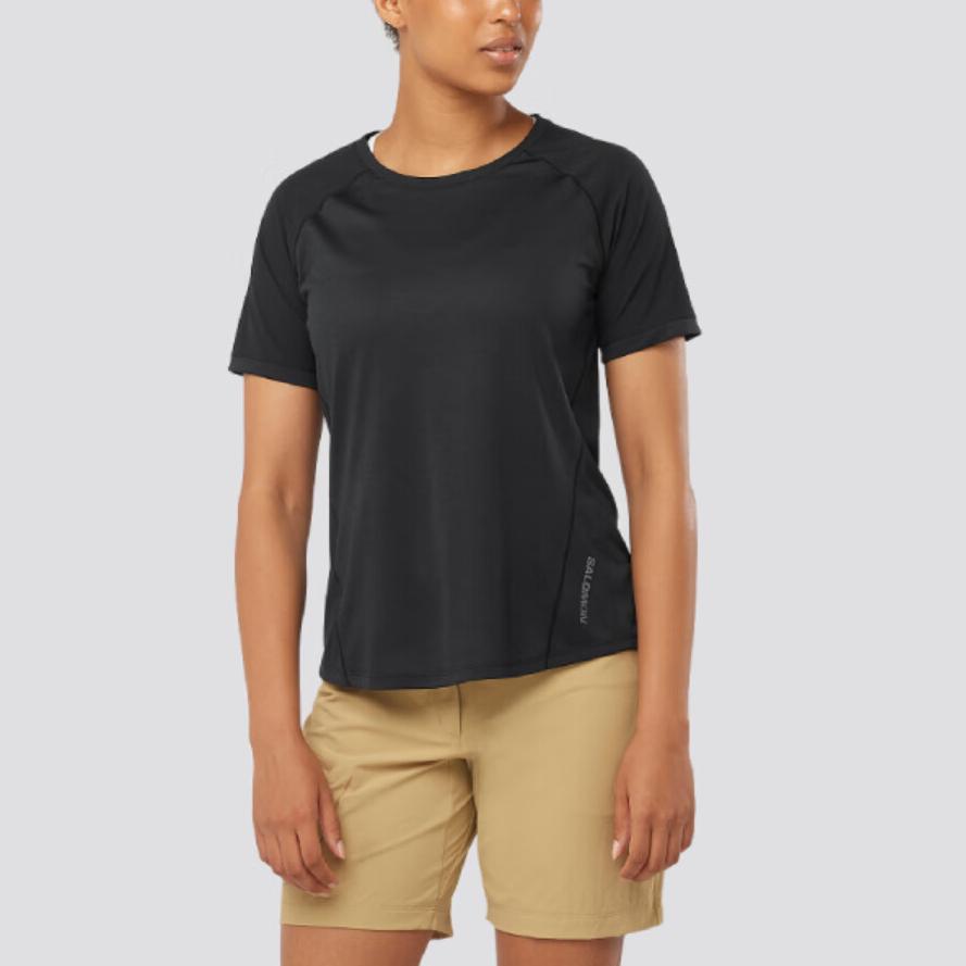 SALOMON Lightweight Comfortable Breathable Pullover Round Neck Short Sleeve T-Shirt Women Tops Black LC2117300