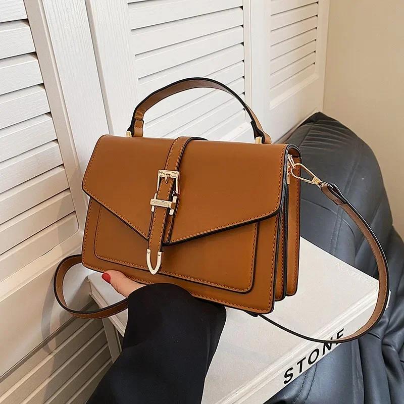Hochwertige feminine Umhängetasche neuer Modetrend Retro Plutoniumleder einfarbig schlicht vielseitig kombinierbare Schultertasche