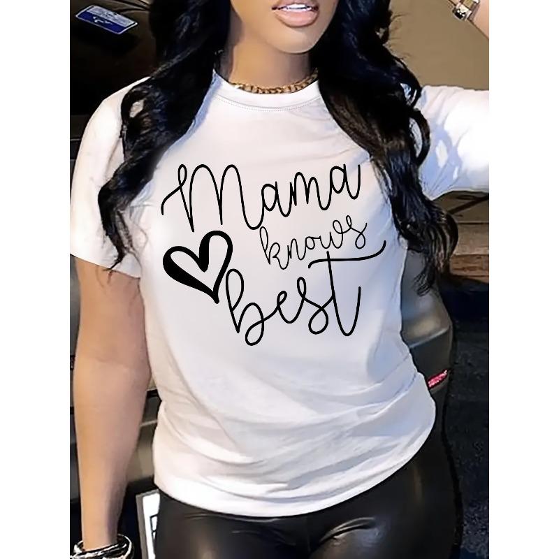 

Women s Mama Knows Best Print Short-Sleeve T-Shirt - Breathable, Casual Sporty Round Neck Tee, Machine Washable, Multiple Colors for Spring & Summer S белый