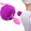 Cute Plush Tail Anal Couple Sharing Sex Butt Silicone Plug Couple Flirting Erotic