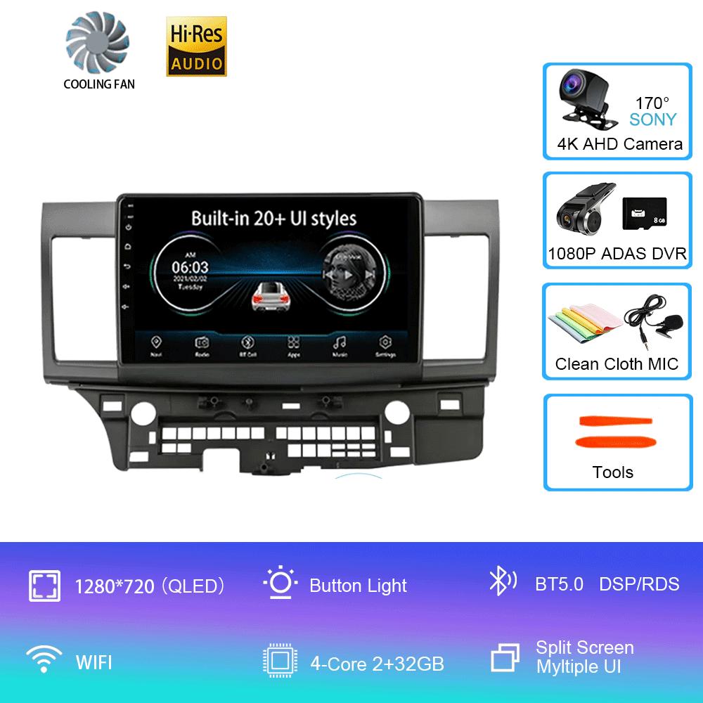 For Mitsubishi Lancer 2007-2012 Android 14 4G Car Radio Car Radio Multimidia Video Player Navigation GPS 2din 2 Din Carplay