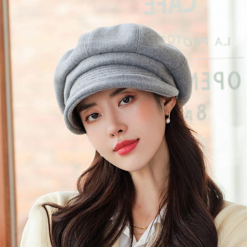 Octagonal Hat Women's Autumn and Winter Thick and Warm Beret Fashionable and Versatile Korean Version