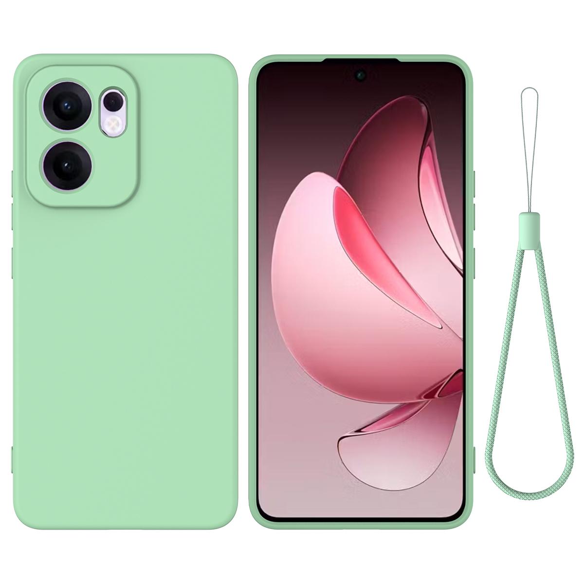 

Для Oppo Reno13 F 5G/Oppo Reno13 F 4G Чохол з рідкого силікону Задня кришка телефону з ремінцем для руки Green