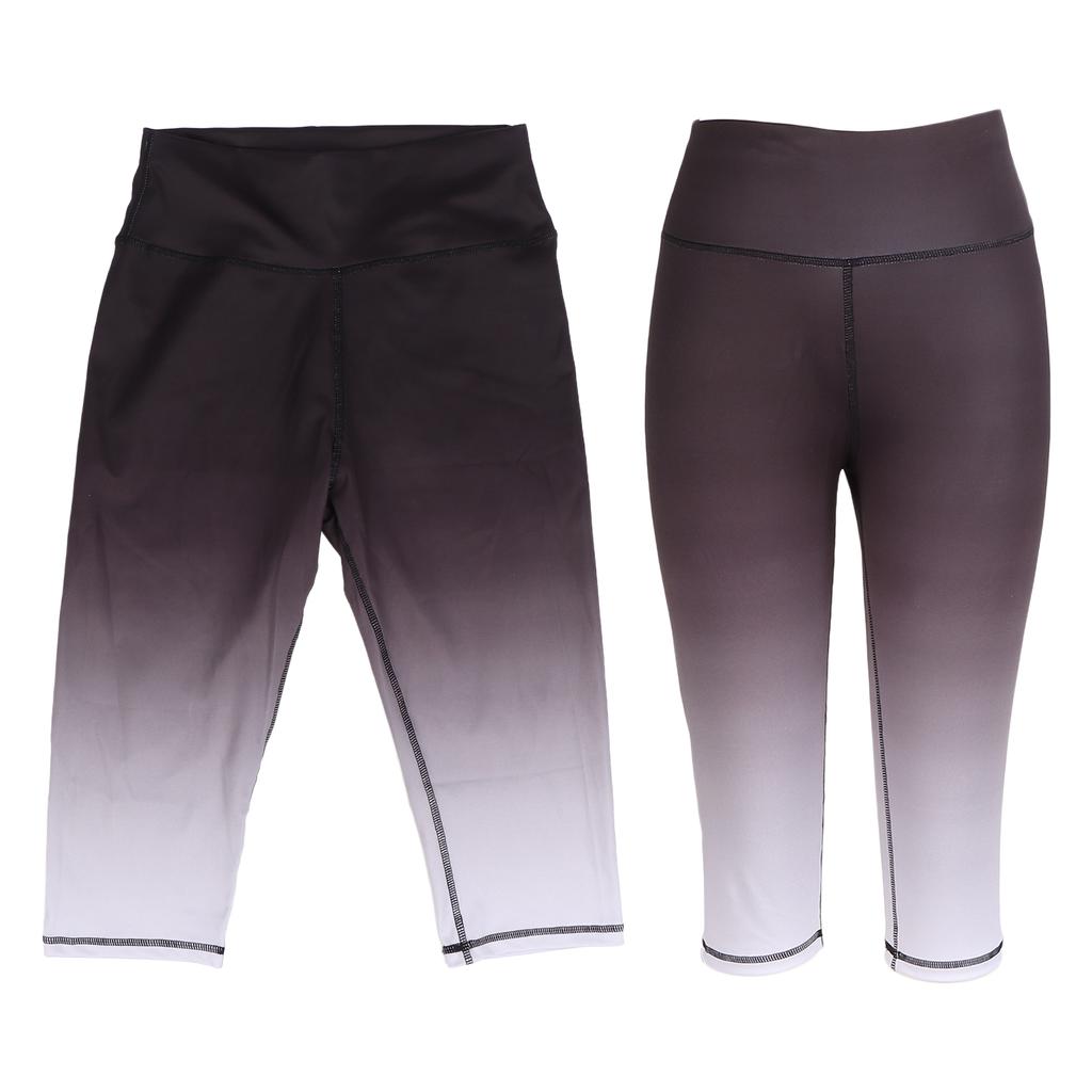 Women High Waist   Pants Gradient Black Buttock Lifting Legs Slimming Fitness Tight Cropped Trousers