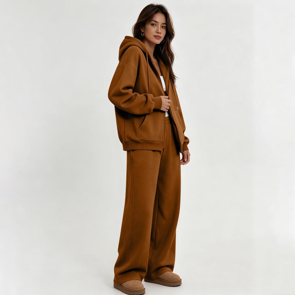 Women's Two Piece Sweatshirt Set with Wide Leg Pants Casual Track Suit for and Wear