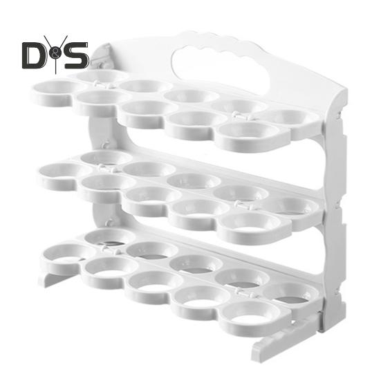 

Стойка для хранения яиц Большая вместимость Складная конструкция Без сборки Холодильник Реверсивный многослойный держатель для яиц белый