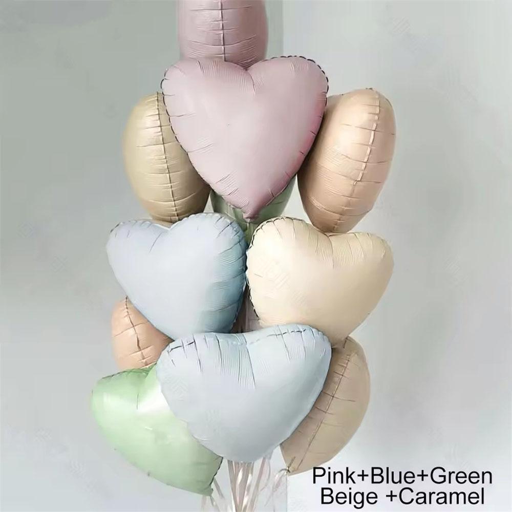 10pcs Cream Heart Foil Balloons Boho Matt Pink Blue Caramel Brown Beige Heart Balloons for Baby Shower Wedding Birthday Decor