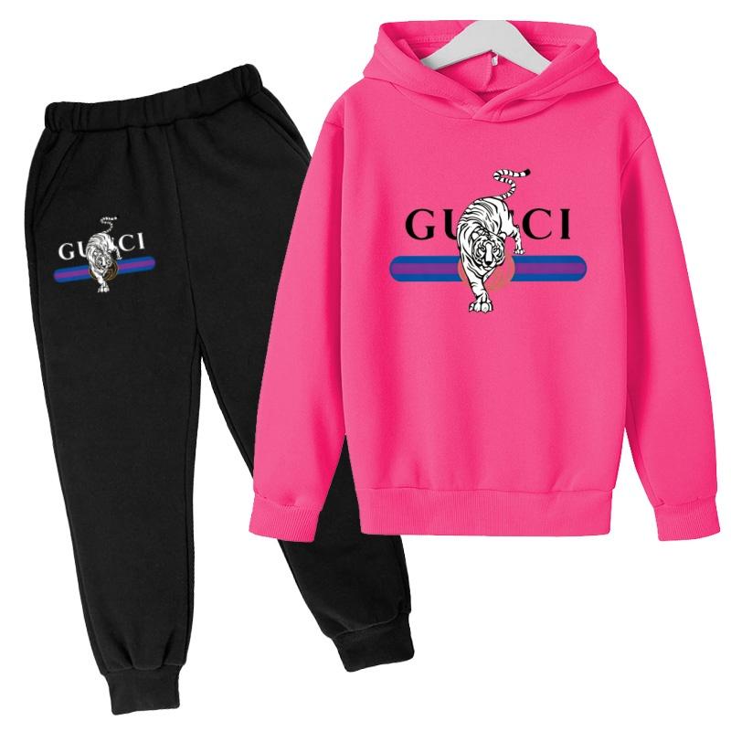 Children New Tiger Print Hoodie Clothes Autumn Winter Casual Long Sleeve Pullover 2pcs Top+Pants Brand Girl Boy 3-12Yrs Coat Set