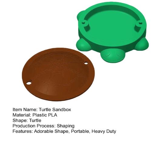 Mini Turtle Sandbox with Lid Summer Indoor Outdoor Round Tortoise Sand Storage Box 3D Printed Green Turtle Ornament Sand Container Beach Toy