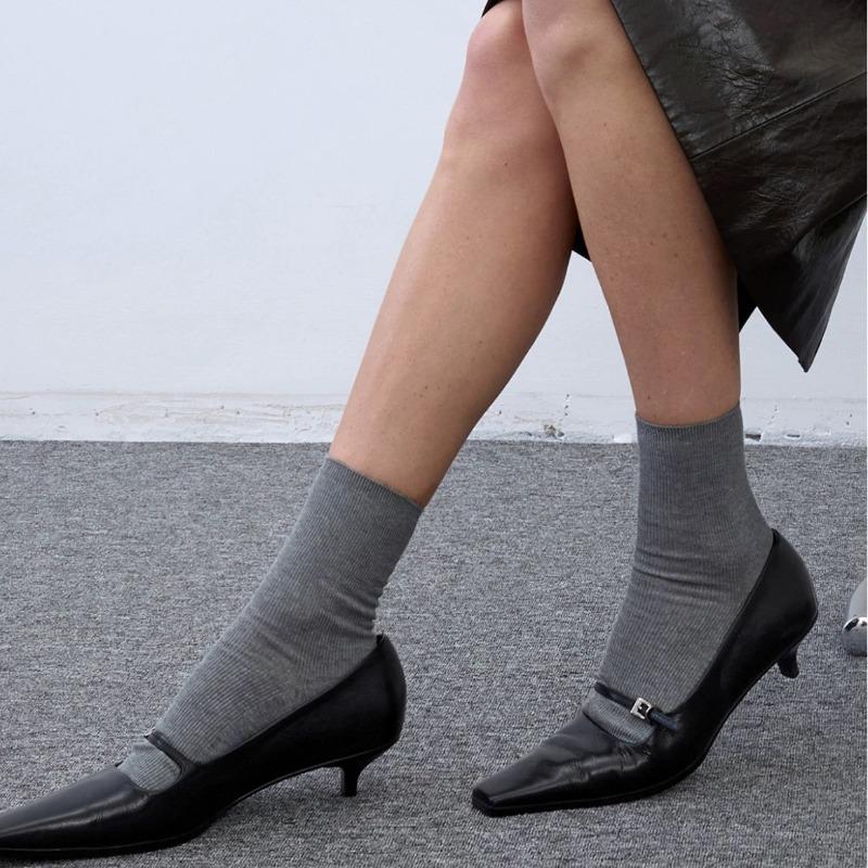 Genuine leather niche thin heel shallow mouth one-word buckle strap small square head single shoes women's new spring small leather shoes high heels