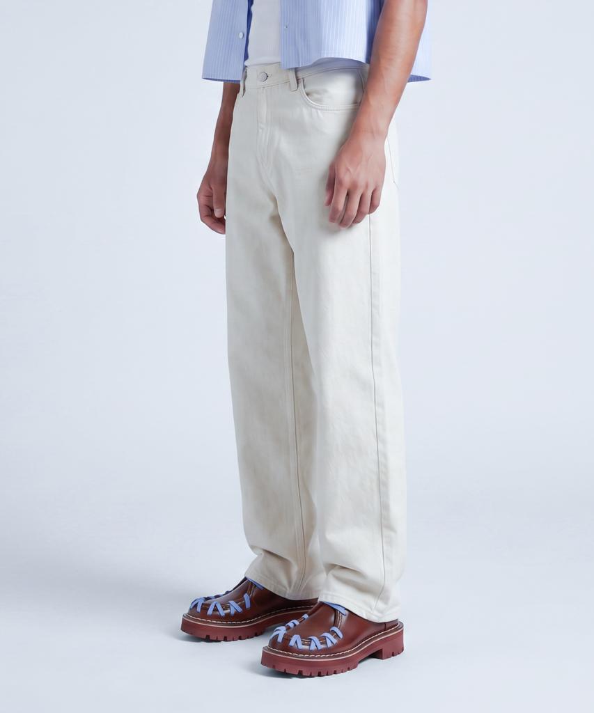 Santokalle Washed Wide Cotton Pants (Cream)