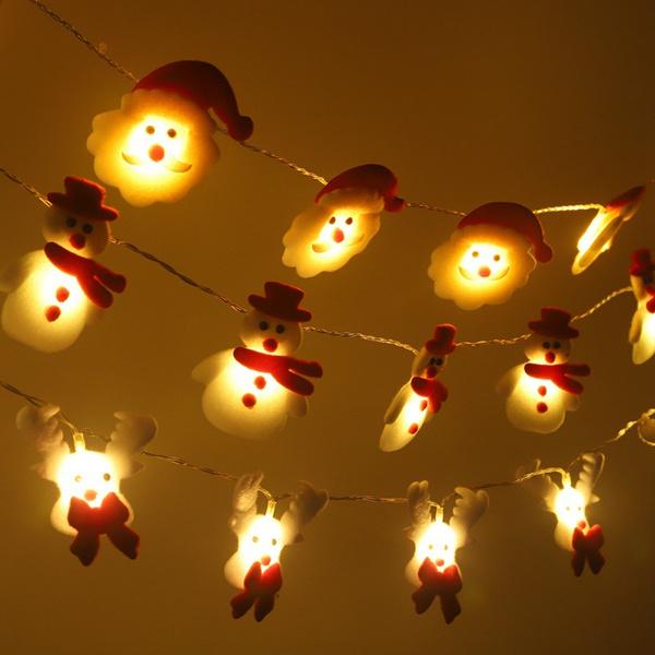 10 LEDs 5.4ft Christmas Snowman String Lights Waterproof Light Up String Lights Short Plush Lights for Christmas Decorations Christms Tree Light