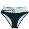 Damen Schwarz Weiß Geometrisches Neckholder-Bikini-Set Wickel-Front Hohe Taille Zweiteiliger Badeanzug