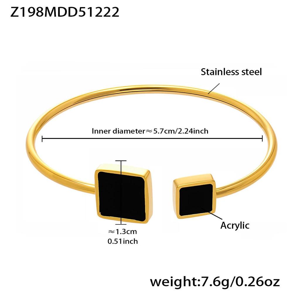 18K Gold-Plated Geometric Zirconia Stainless Steel Bracelet - Versatile, Elegant, Light Luxury Design