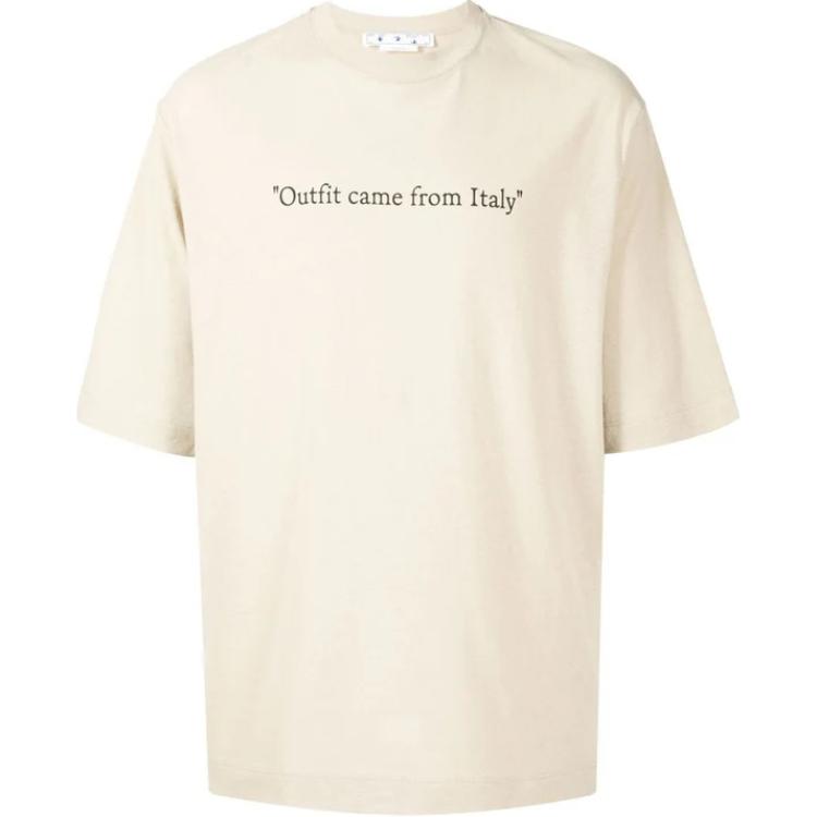 

Off-White Letter Print Round Neck Short Sleeve T-Shirt Men Tops Light-Brown OMAA119S22JER0021710 XS