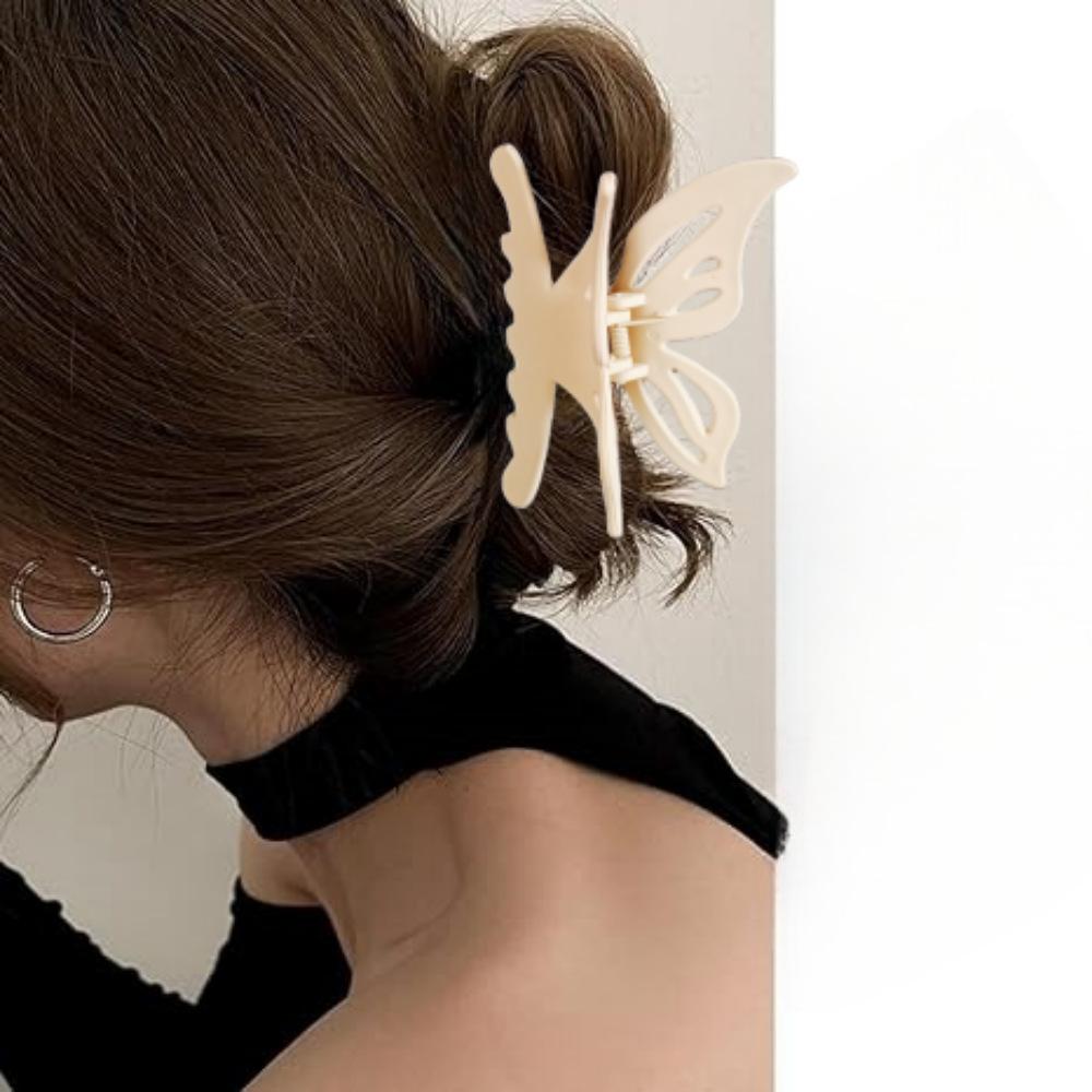 Solid Color Frosted Hollow Butterfly Hair Claw Clip Women Girls Back Head Hair Clip Barrettes Fashion Acrylic Bath Clip Headdres