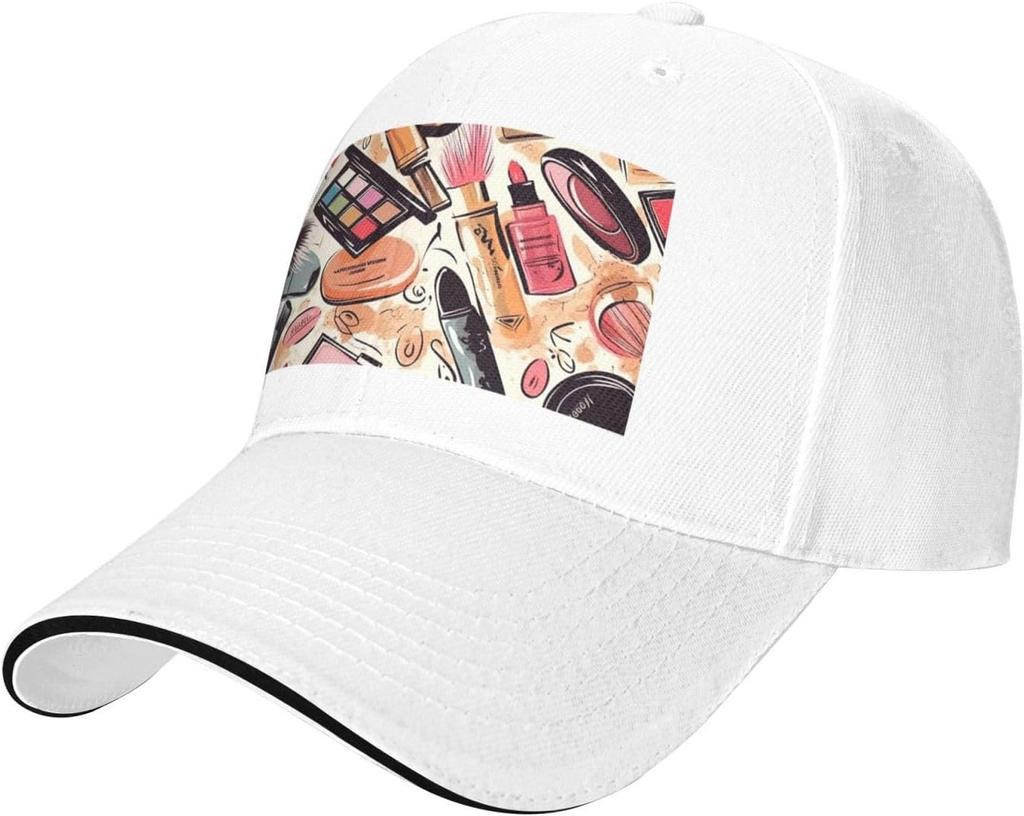 Makeup Cosmetic Pattern Baseball Cap Adjustable Polyester Print Casual Summer Dad Hat