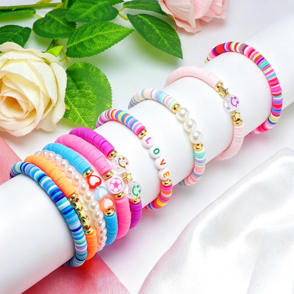 Freundschaftsarmbänder für Mädchen, 10er-Set niedliche Preppy Perlenarmbänder für Teenager-Mädchen, Partnerarmbänder für Freunde, Geburtstagsgeschenke für Tochter