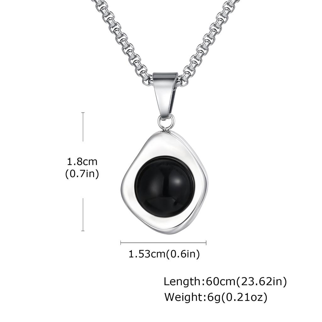 Casual Men's Pendant Necklace,Stainless Steel Turquoise Natural Stone Healing Necklace,Gift for Husband Dad Son BBF