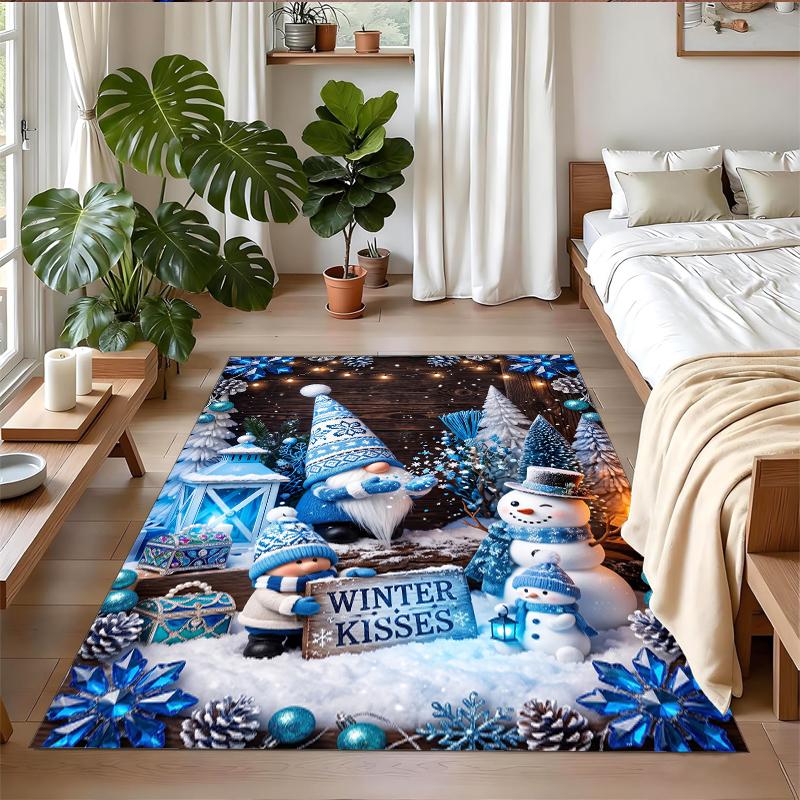 Christmas Printed Square Area Rug Soft Non Slip Floor Carpet For Bedroom Holiday Gift