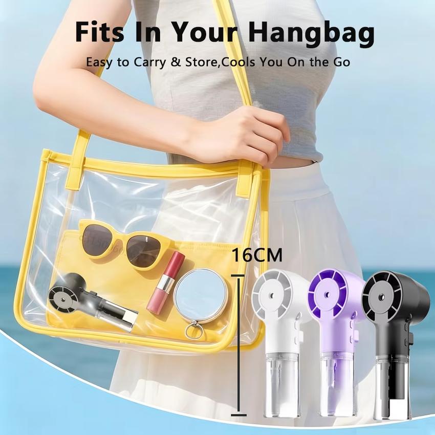 Mini Humidifier Fan Portable Handheld Spray Fan USB Rechargeable Fan with Humidifier Small Hanging Neck Fan Water Mist Hand Fan