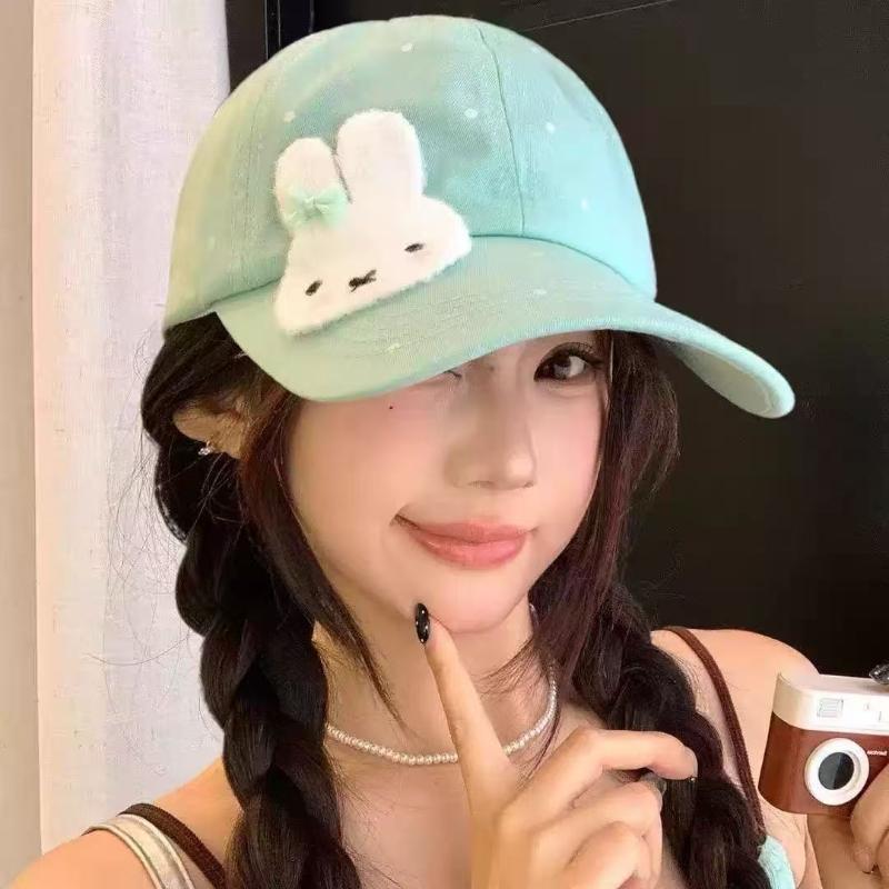Cartoon Cat Bear Cat'S Ears Baseball Hats New Women Sunshade Polka Dot Versatile Sweet Fashion Niche Peaked Caps