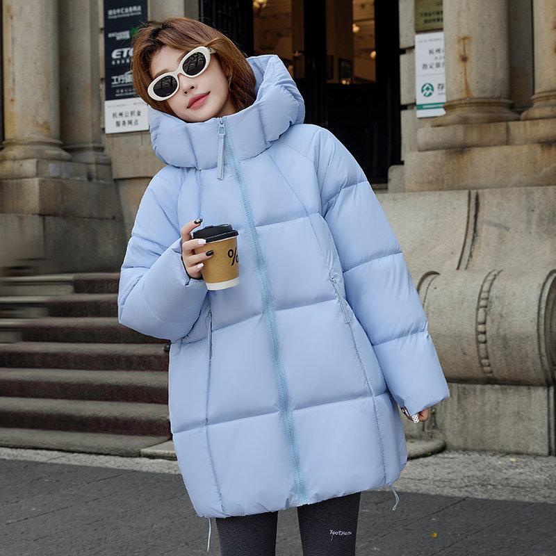

Down Jacket Women s Mid-length Winter New Style Thickened Small Hooded Cotton-padded Jacket XXS