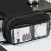 Large Capacity Pencil Case 3 Compartment Pouch Pen Bag Double Side Opening Student Stationery Organizer School Supplies