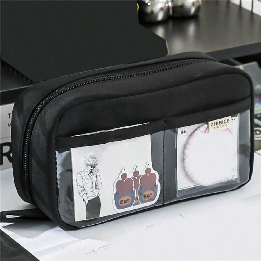 Large Capacity Pencil Case 3 Compartment Pouch Pen Bag Double Side Opening Student Stationery Organizer School Supplies
