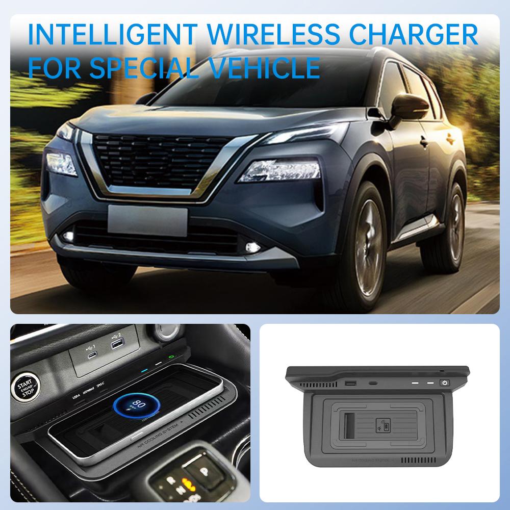 Car Wireless Charger For Nissan X-Trail T33 2021-2025 Accessories15w Fast Mobile Phone Charging Plate Adapter Interior Parts