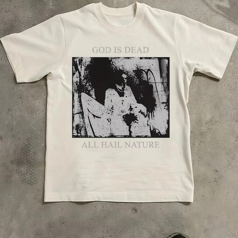 God Is Dead Graphic T-Shirts- Nihilistic and Misanthropic Horror Theme Park T-Shirts Regular Fit Short Sleeve T-Shirts