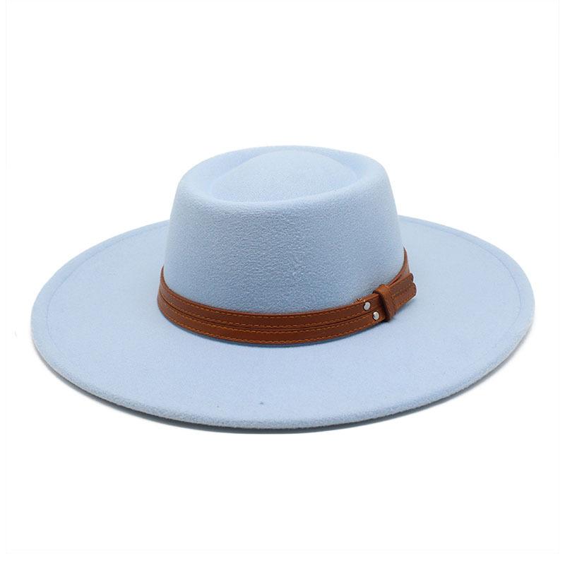 Solid Color Wool 9.5Cm Brim Men'S And Women'S Warm Outdoor Elliptical Concave Convex Torus Top Hat