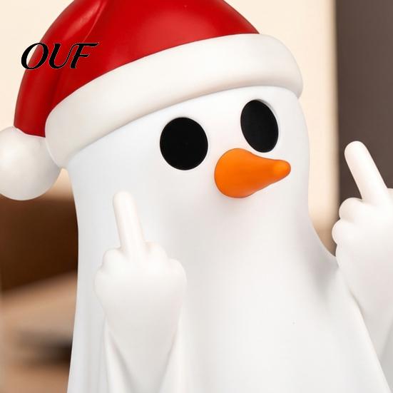 Holiday Desk Organizer Christmas Ghost Pen Holder with Santa Hat, Funny Desktop Organizer, Spooky Photo Prop Halloween Tabletop Statue, Decor for Home