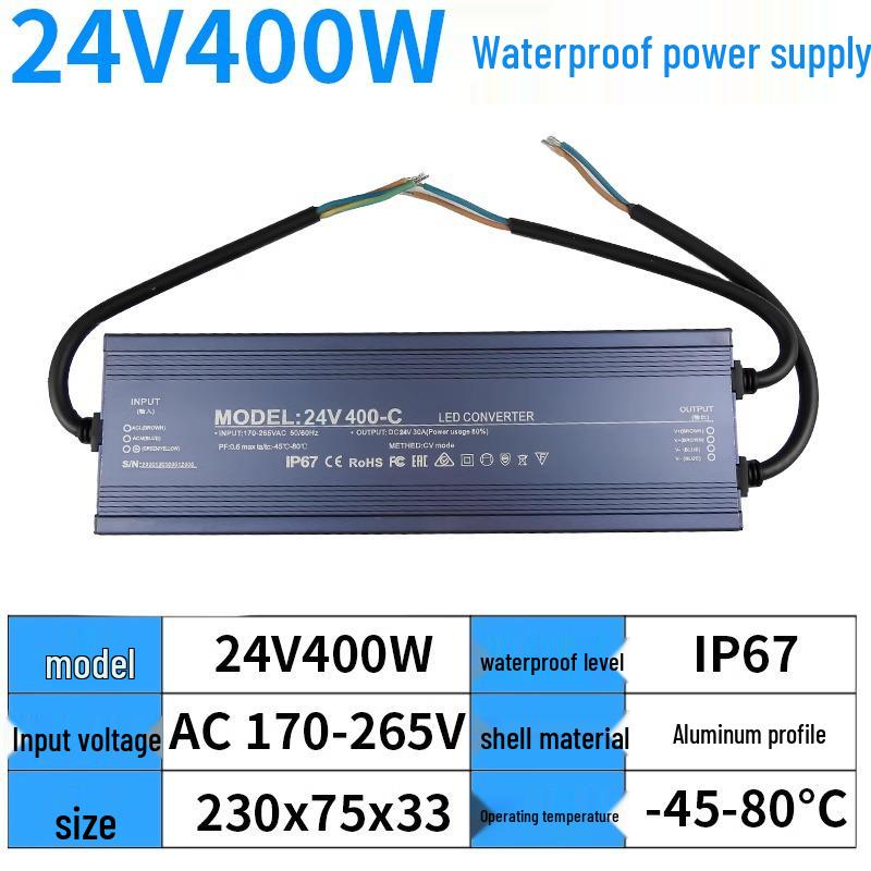 220V to 12V/24V IP67 Waterproof 400W LED Submersible Power Supply Transformer