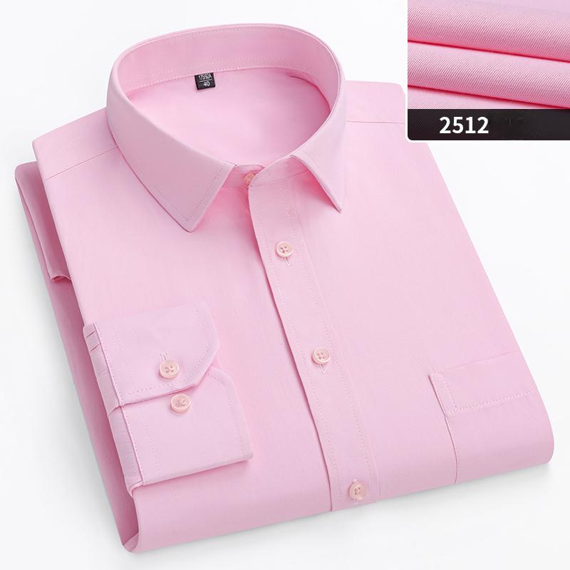 Double Collor Full Shirts for Men Plus Size Slim Fit Formal Plain Shirt Over Size Office Clothes Solid Long-sleeve Business Tops