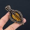 Tiger Eye Pendant, Handmade Gemstone 999 Copper Wire Wrapped Pendant Antique Jewelry, For Gift Silver Jewelry