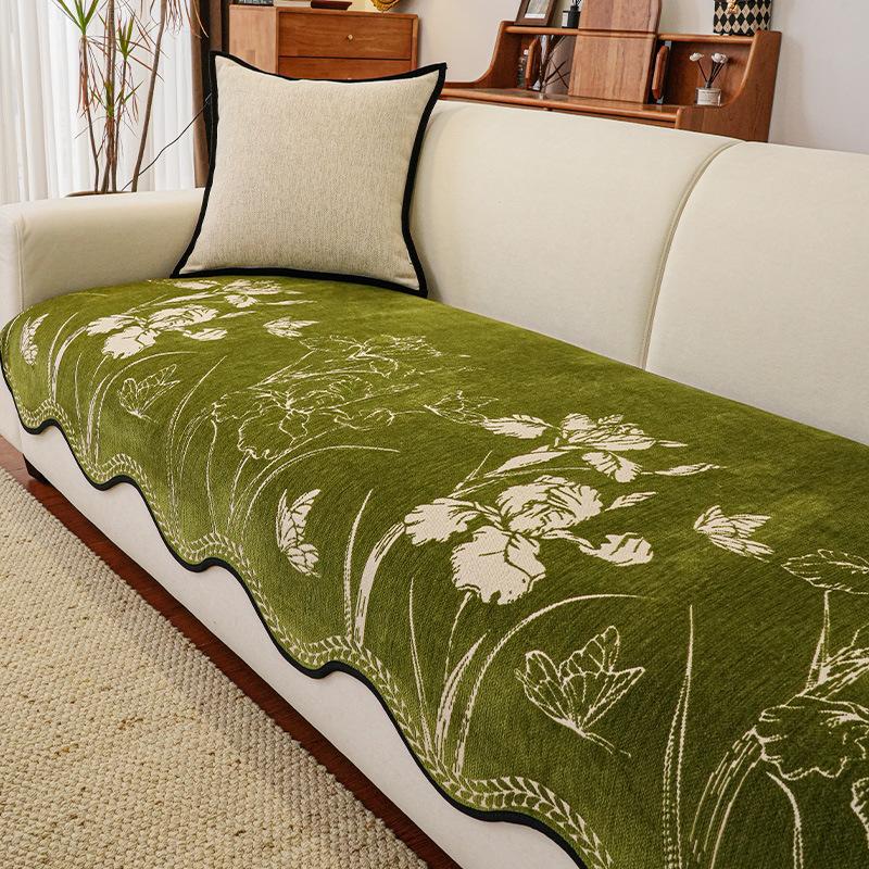 

Ретро подушка для дивана особой формы универсальна для всех сезонов 2025 новая нескользящая прямой ряд шенилл неправильной формы цельная подушка для сиденья 90*70cm