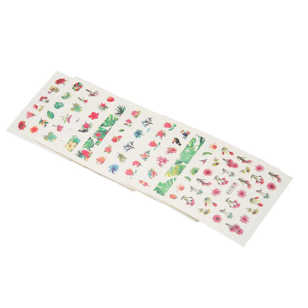 12 Sheets Nail Art Stickers Natural Plants Leaves Flowers Water Transfer Nail Decals for DIY Nails
