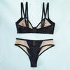 Cross Border Retro Bikini  Hollow Out Deep V Wireless Comfortable Bra And Set Underwear