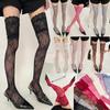 Women Sexy Lace Trim Jacquard Stockings Hollowed Out Leg Socks Floral Pattern Over Knee Socks  Girl Jk