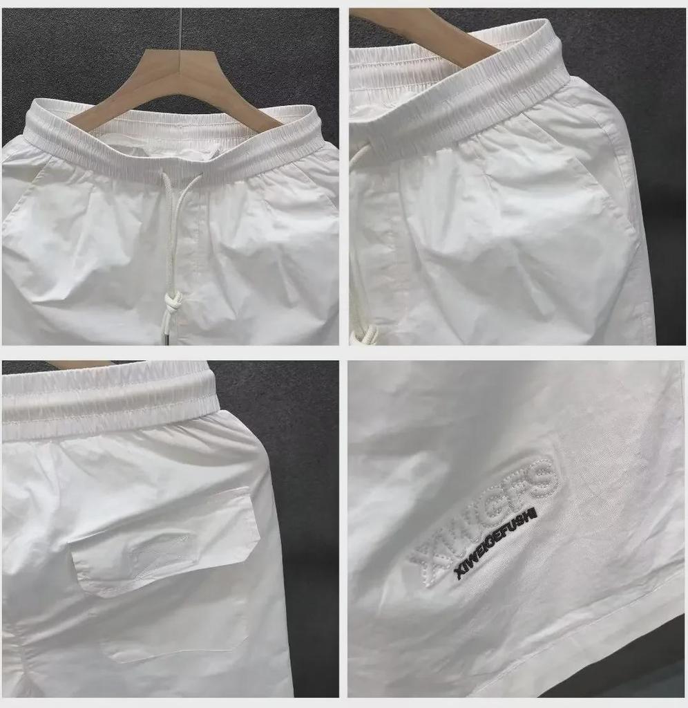 Men's Breathable Washed Cotton Summer Shorts - Loose, Straight, Versatile for Beach