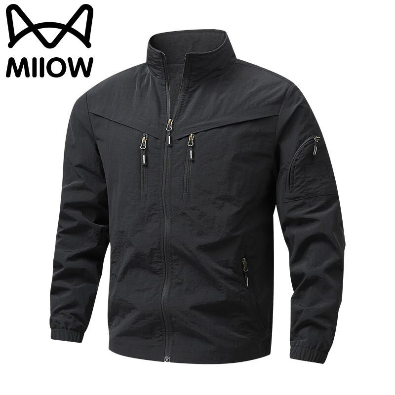 MiiOW Men's Stand Collar Multi-Pocket Casual Workwear Jacket