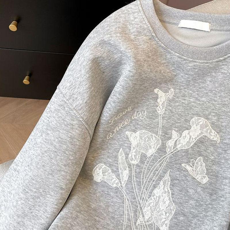 Sweatshirts for Women Pullover Long Sleeve Round-neck  Autumn Winter  Warm Oversize Thickened Tops