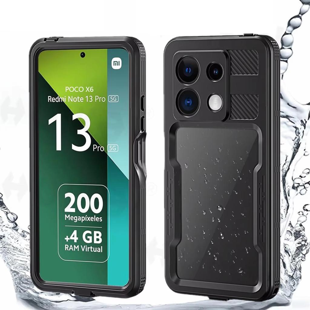 Custodia impermeabile di lusso IP68 a 360° per Xiaomi Redmi Note 13 12 Pro 5G, antipolvere e anticaduta, per Redmi Note 13 Pro 5G.