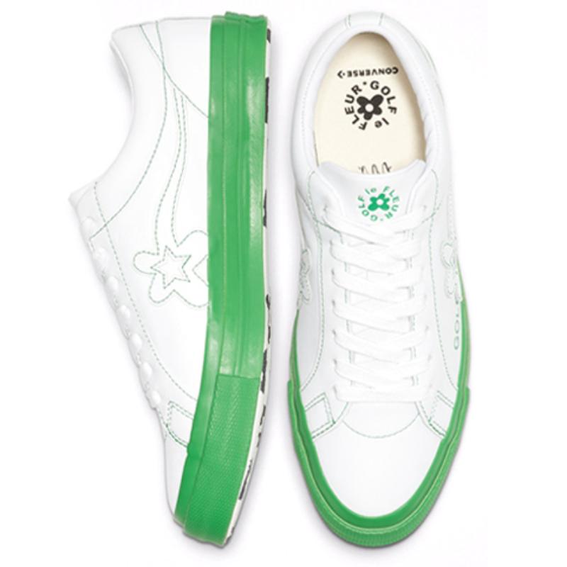 Golf Le X Converse Golf Le Fleur*One Sta Synthetic Leather Small Flower Lightweight and Breathable Low-Top Board Shoes Unisex Green