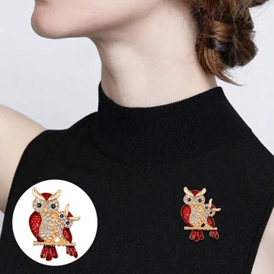 Esmalte Coruja Forma Strass Embutido Broche Pin Emblema Banquete Jóias