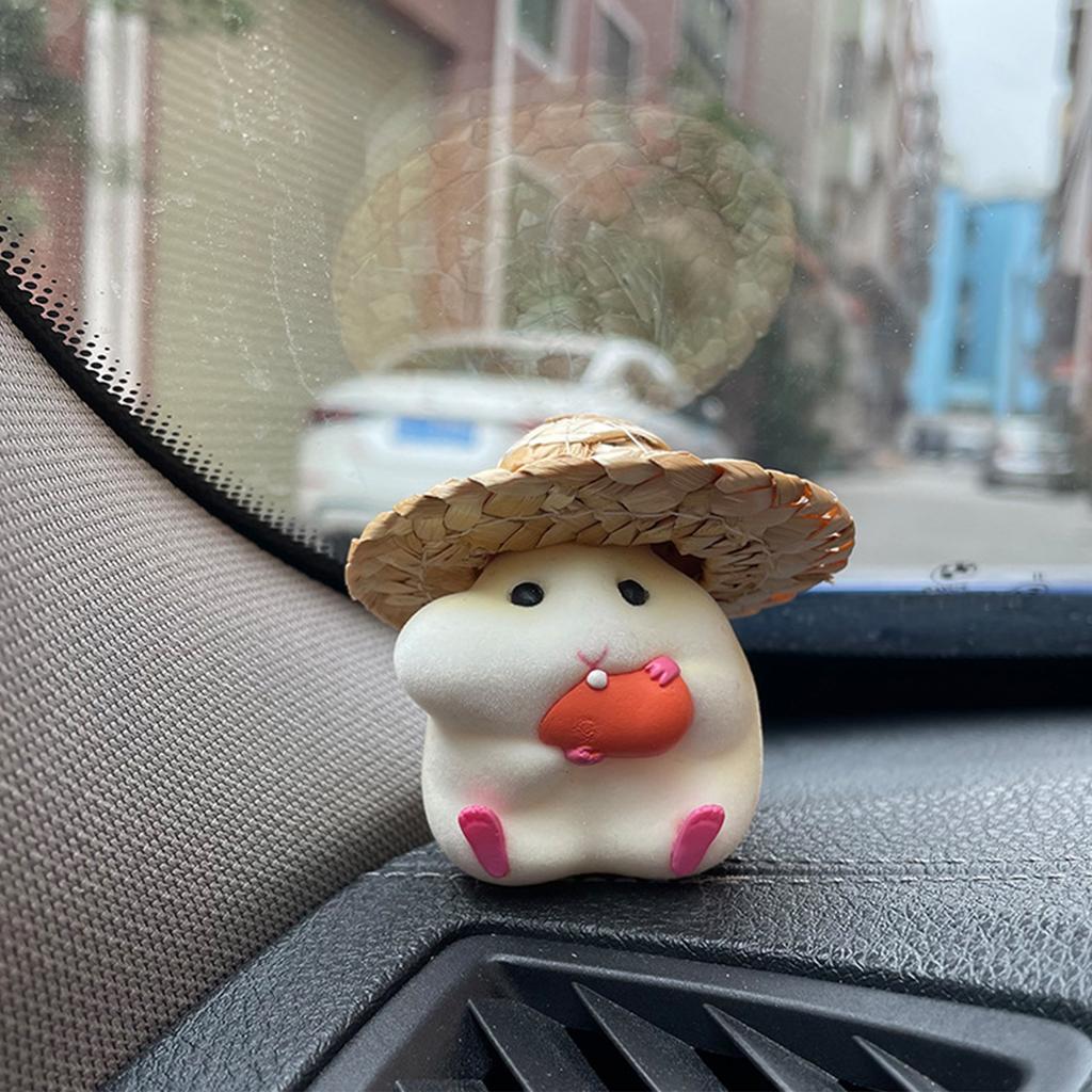 Hamster Car Decor Accessory Easy To Install Dashboard Ornament Fun Hamster Eating Seeds Vehicle Figurine for Interior